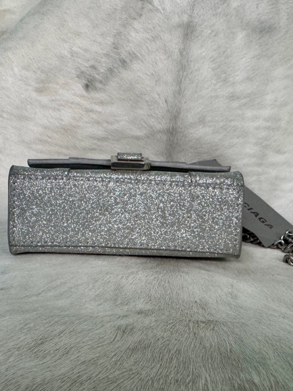 Balenciaga Silver Glitter Hourglass XS Nano Mini Bag - Picture 4 of 13